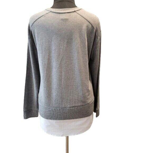 Soma Weekend Sweater Crew Pullover Blouse Combo Sz Large Gray White - Picture 2 of 11